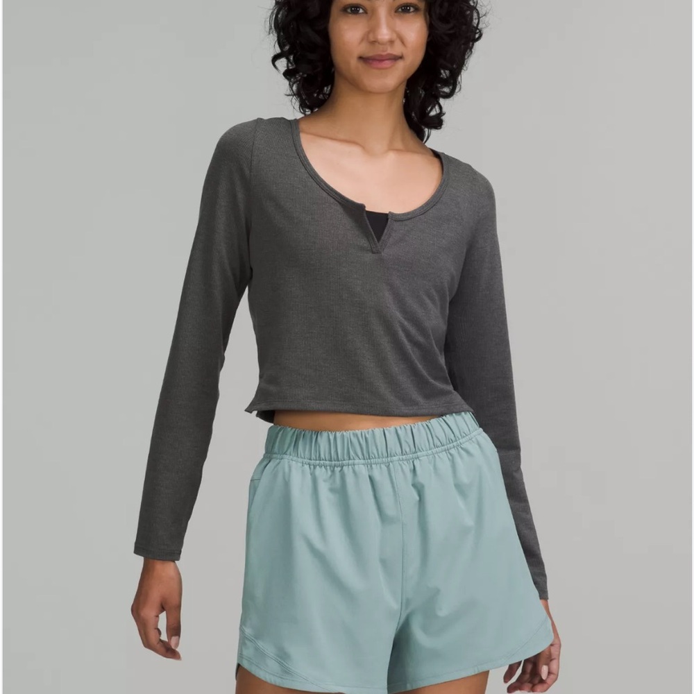 Lululemon‎ cropped Henley long sleeve shirt